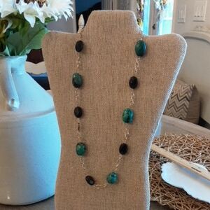 Elegant Green and Black Beaded Necklace